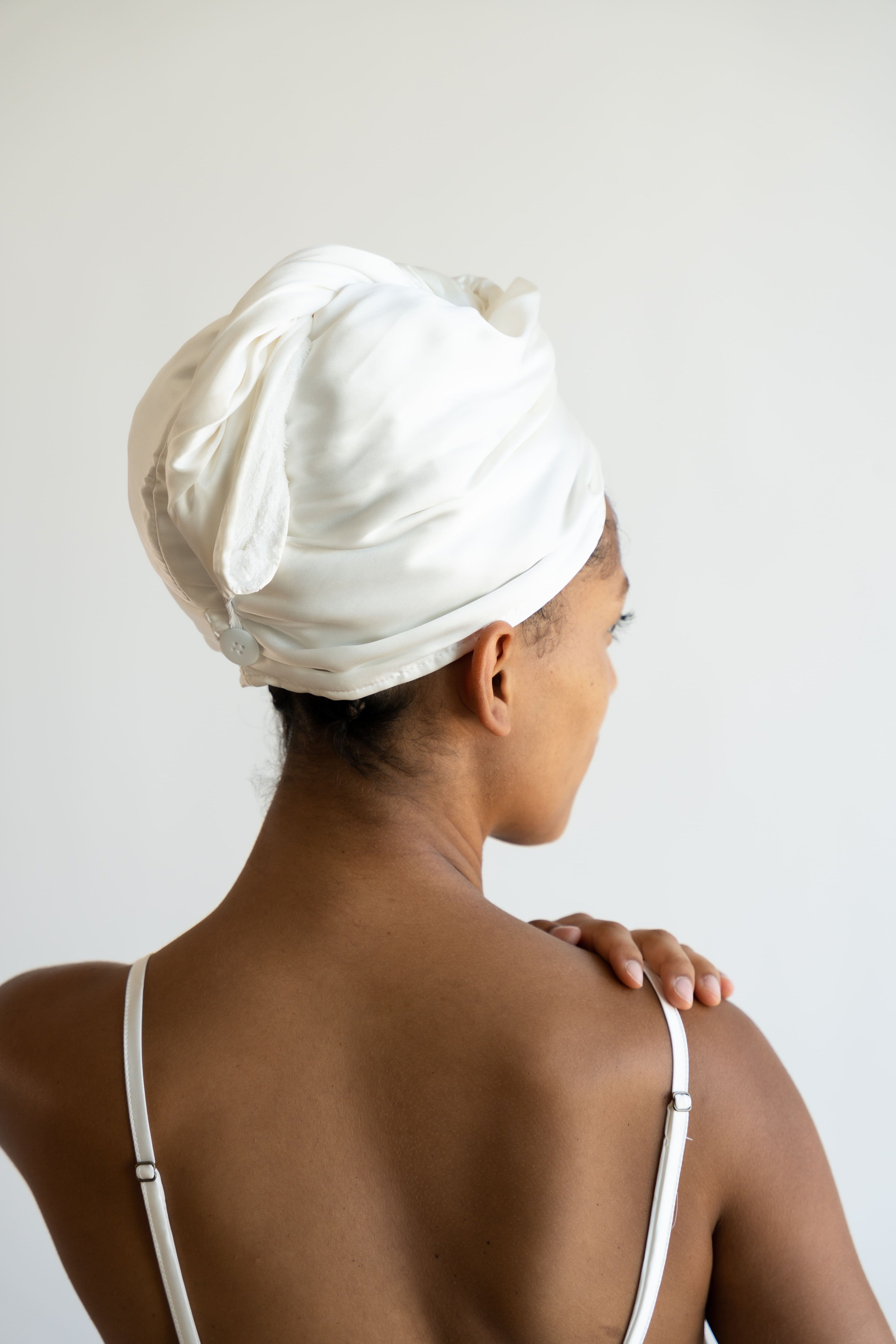 Seiden-Bambus Haarturban - Weiss